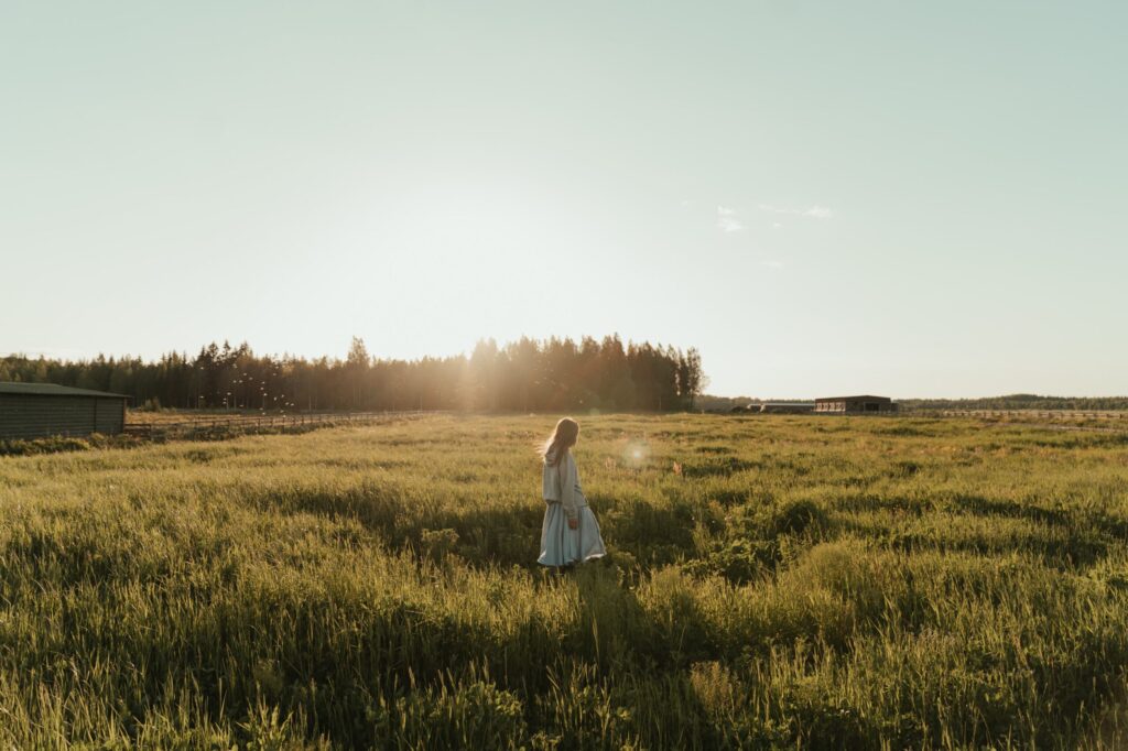 walking outside at golden hour