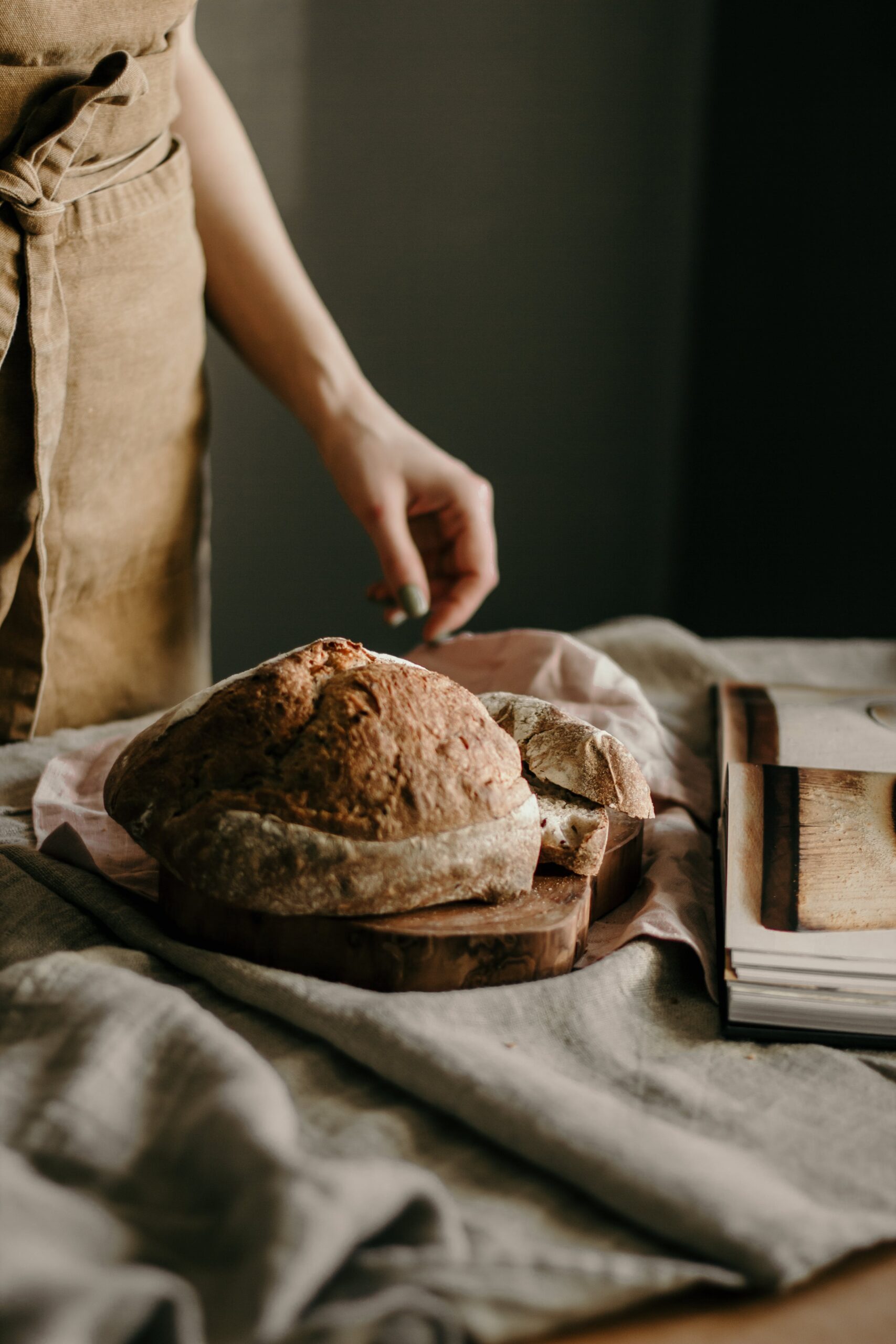 fresh sourdough bread out of the oven